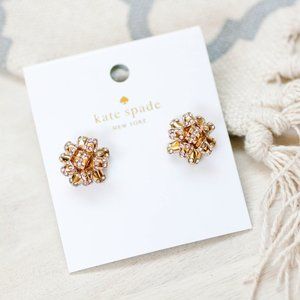 kate spade bourgeois bow crystal ponpon tie knot studs earrings